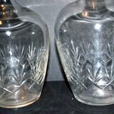Set of 2 antique cut crystal wine decanters from Cristallerie Lorraine