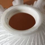 Handkerchief-shaped lampshade in white opaline glass and ocher border
