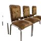 Set of 6 vintage chrome chairs with brown seats