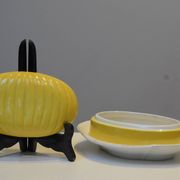 Vintage glazed ceramic butter dish - Manufacture Impériale de NImy