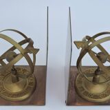 Pair of greenhouse book Astrolabe Sphere Armillary brass 1970