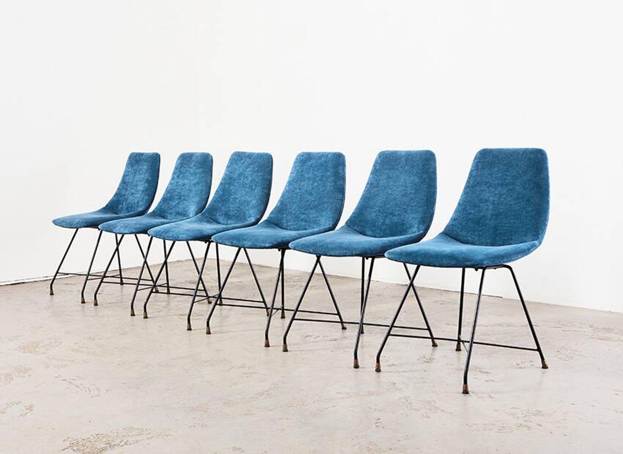 Augusto Bozzi Set of 6 Aster Dining Chairs for Saporiti Italy 1950s