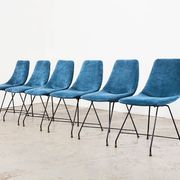 Augusto Bozzi Set of 6 Aster Dining Chairs for Saporiti Italy 1950s