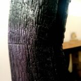 Burnt wooden round mirror  - 55x55cm
