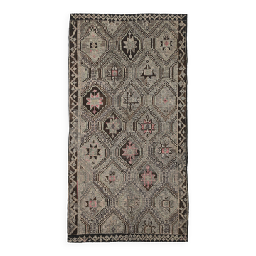 5x10 Long Wide Brown & Cream Kilim Rug, 151x286Cm