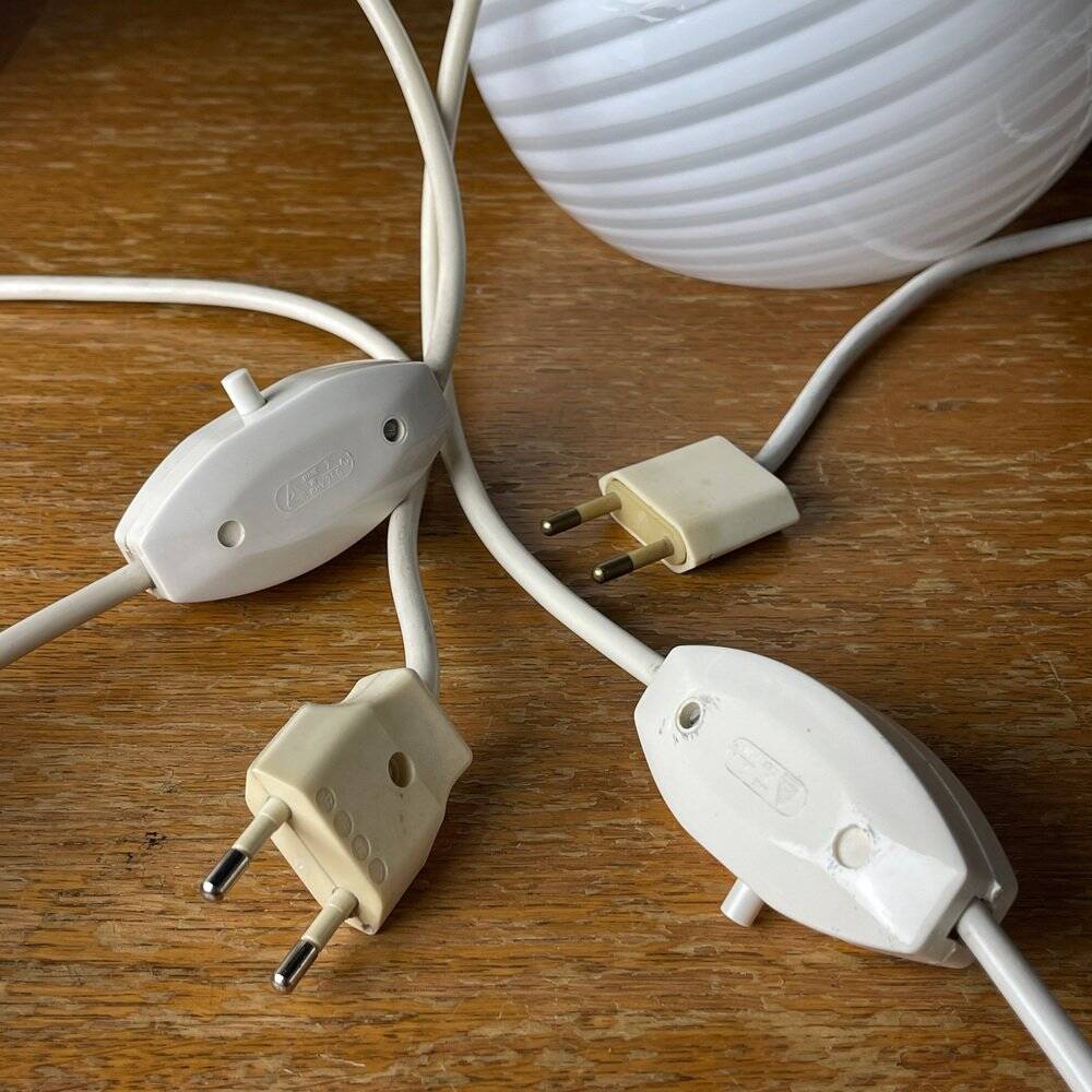 White Murano table lamps, 1970s, set of 2