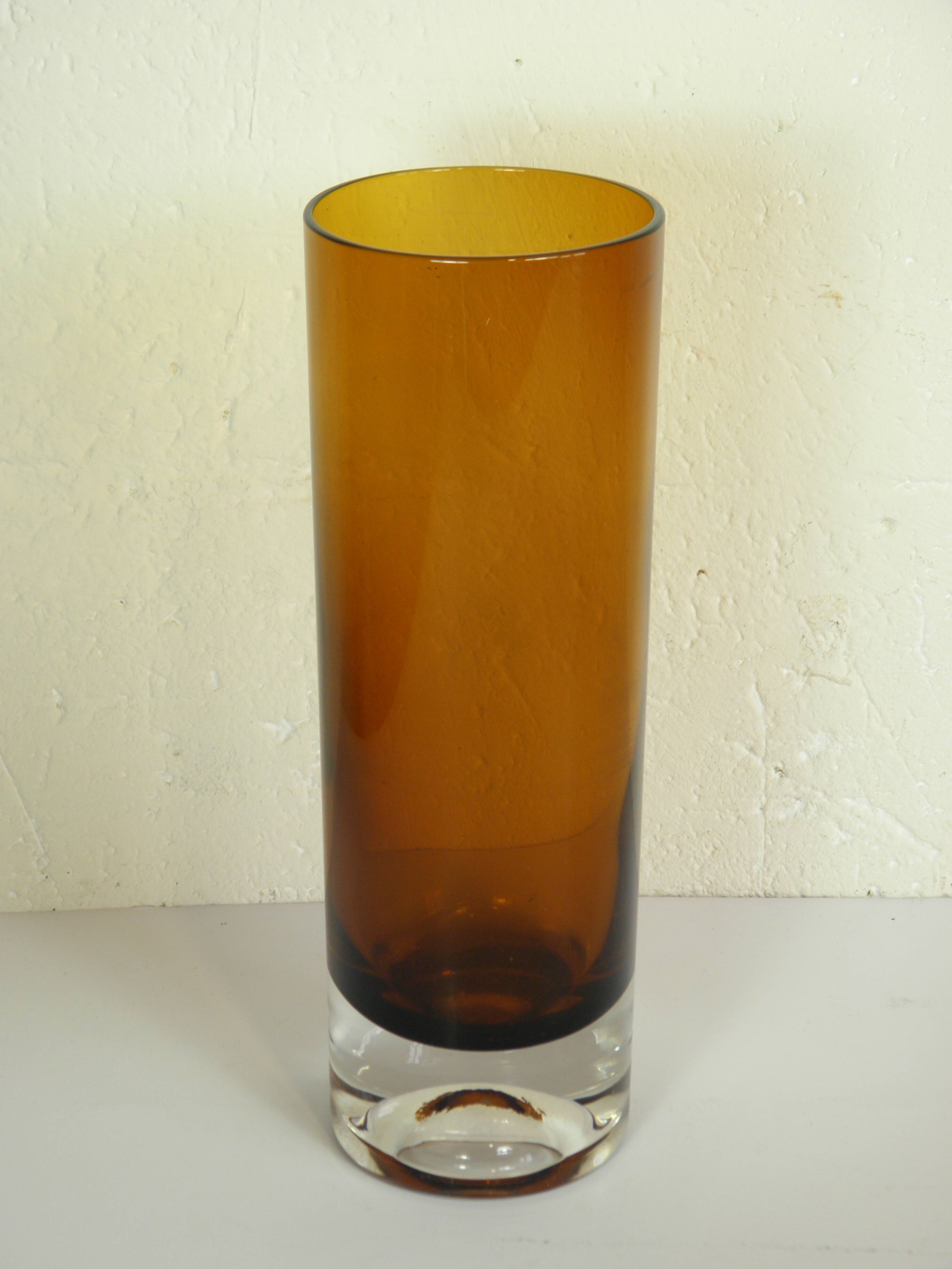 Amber glass vase 25 cm 1970s