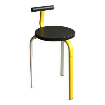 Postmodern tripod metal stool, 80s