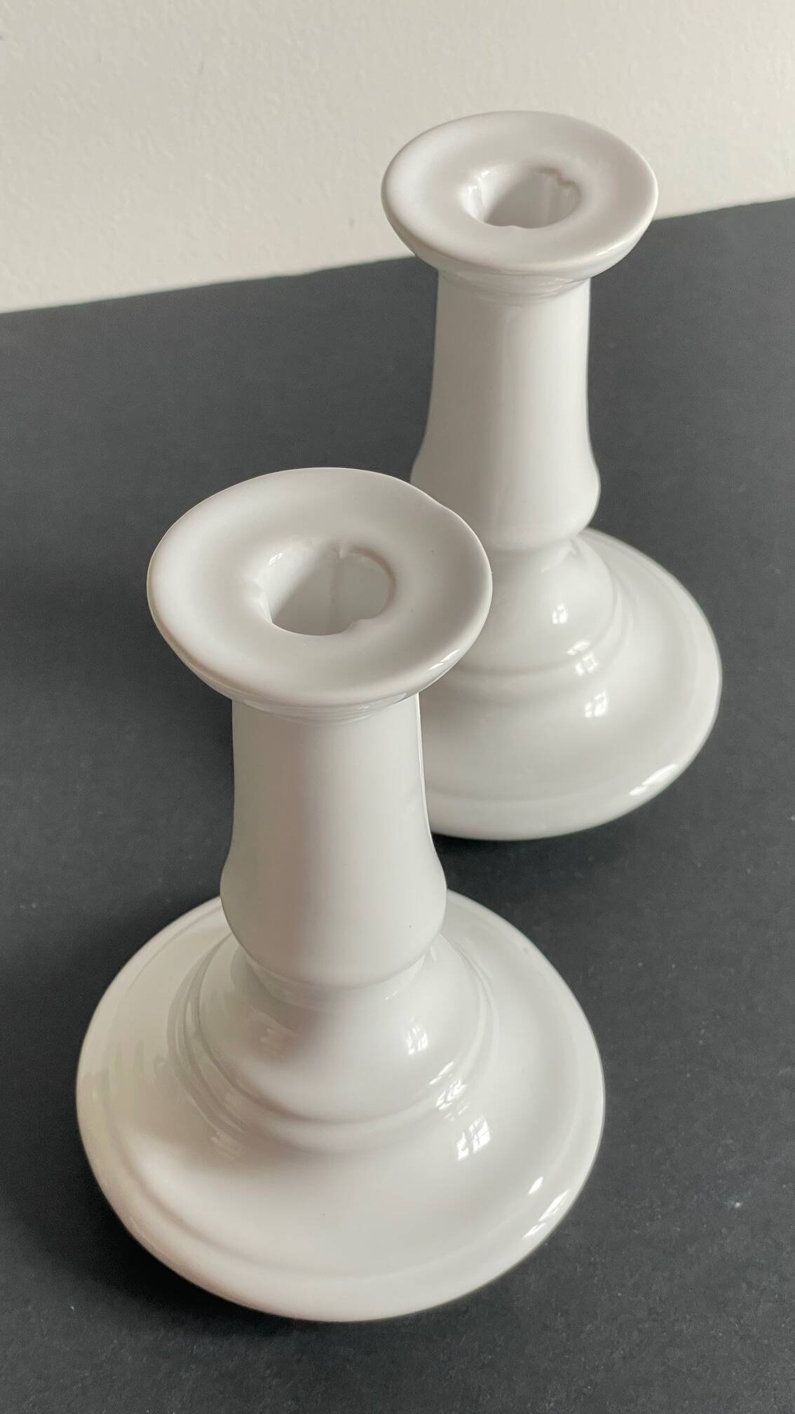 Antique White Ceramic Candlesticks