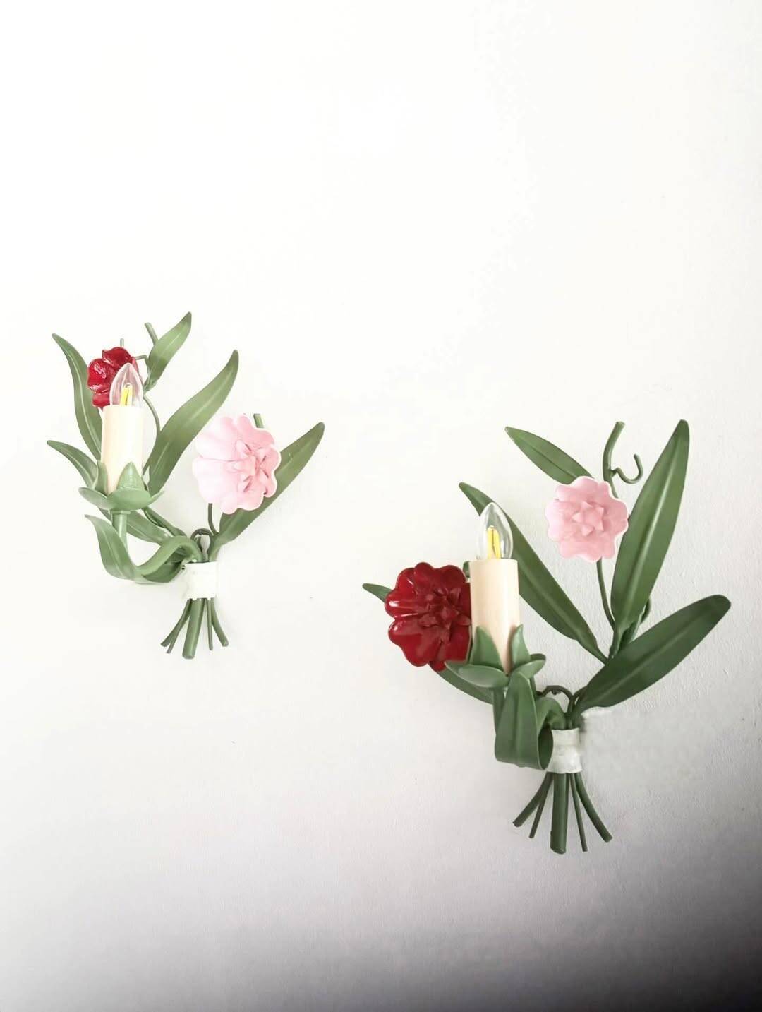 Pair of vintage wall sconces Pink Laurels