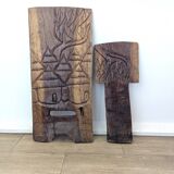 Chaise à palabre africaine en bois massif – Motifs sculptés