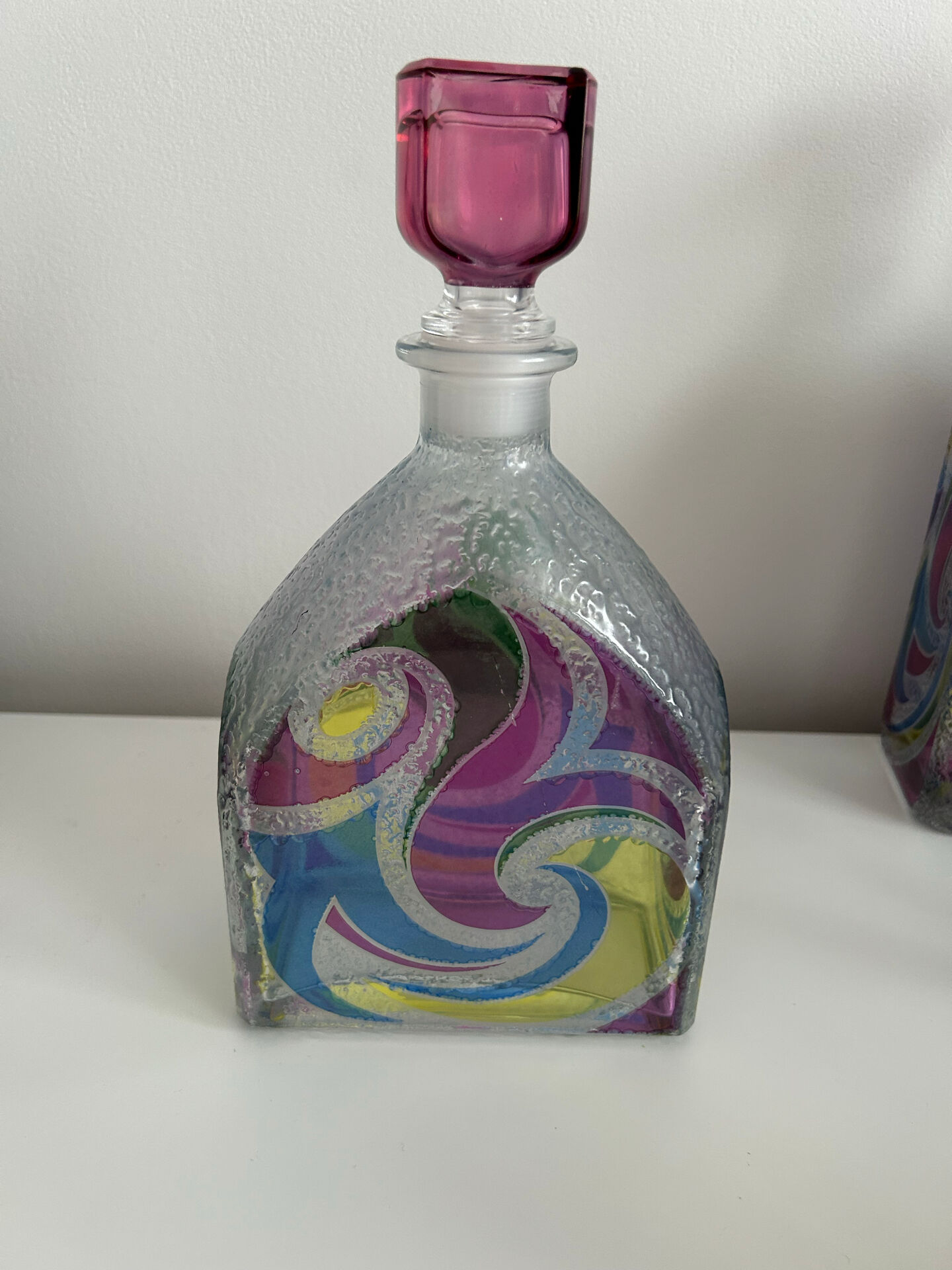 Rare vintage carafe bottle by Luigi Bormioli Italy - Model "Spirale"