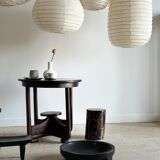 Suspension in rattan and natural japanese linen in the shape of a drop