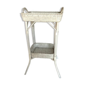 Porte-plante en rotin blanc