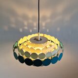 Bright Petrol and White Metal Pendant Lamp by Doria Leuchten, Germany 1960s