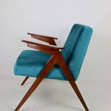 Fauteuil Bunny Vert Pétrole attribué à Józef Chierowski, 1970