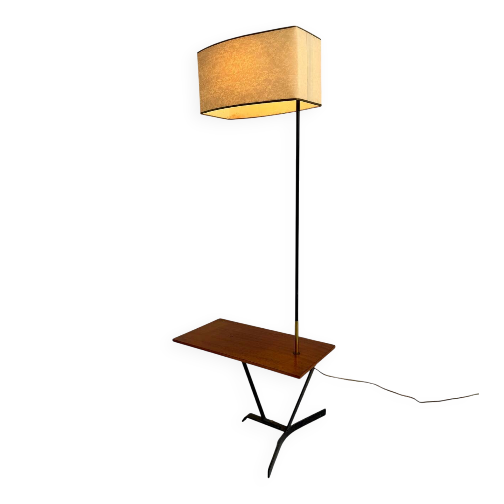 Ancien lampadaire en métal et laiton design français années 50 Arlus 