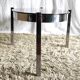 Table basse de forme élyptique en metal chomé et verre fumé, années 70