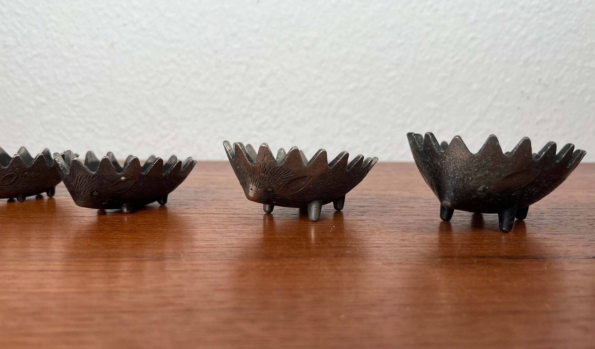 Stackable metal ashtray hedgehog mid-century USSR, 1960s, set of 6
