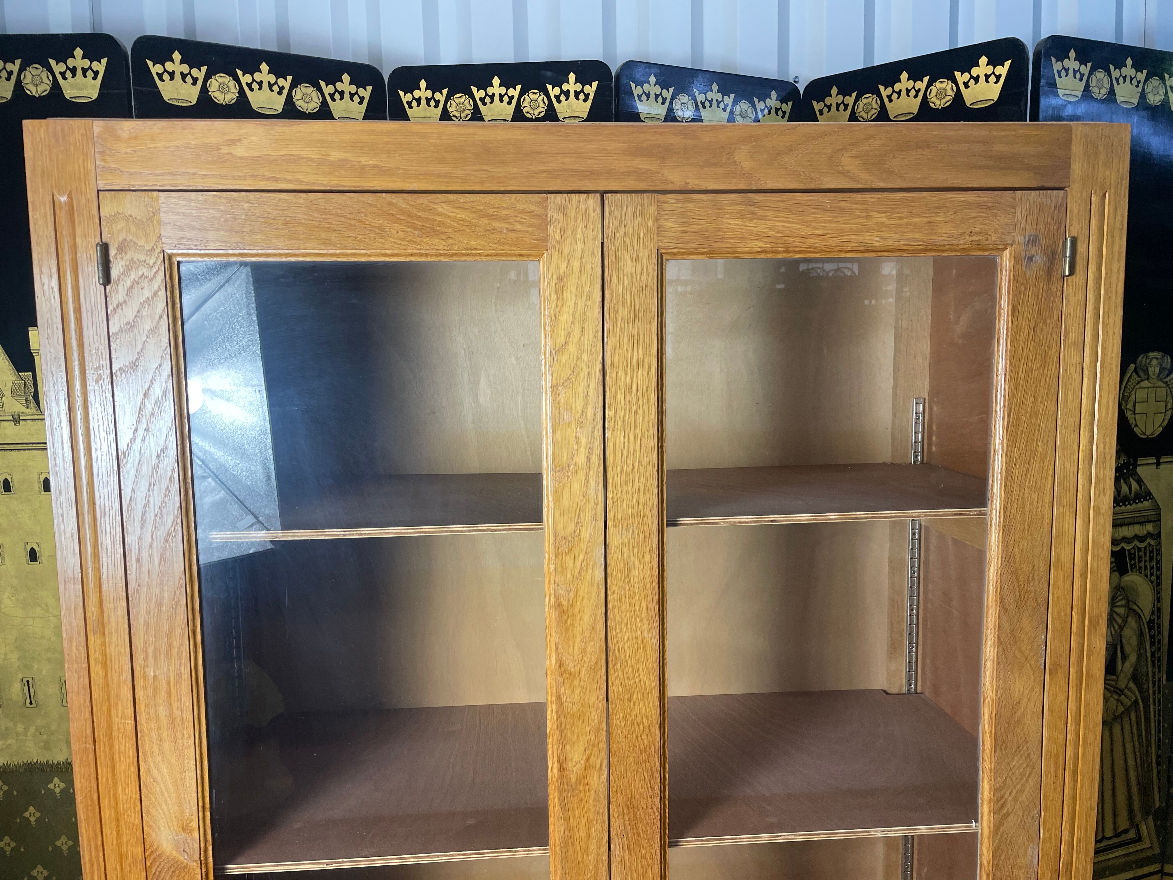 Solid oak school showcase 1960