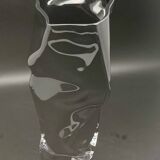 Black tinted glass vase with crumpled effect
