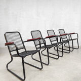Set of 4 vintage wire garden chairs outdoor