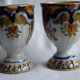 Egg cups couple Rouen faience