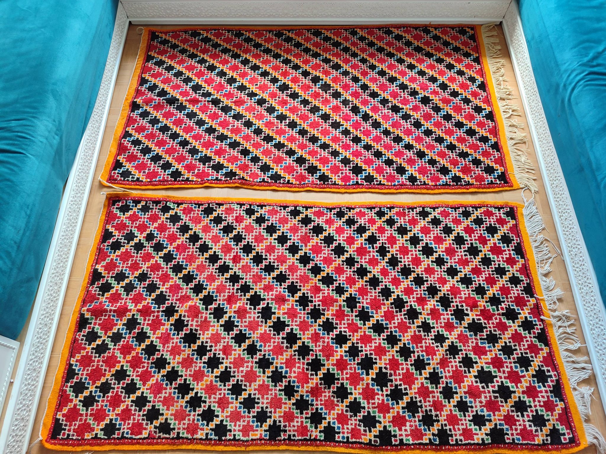 Set of 2 Moroccan Berber rugs – 100% wool – handmade – 210 × 110 cm