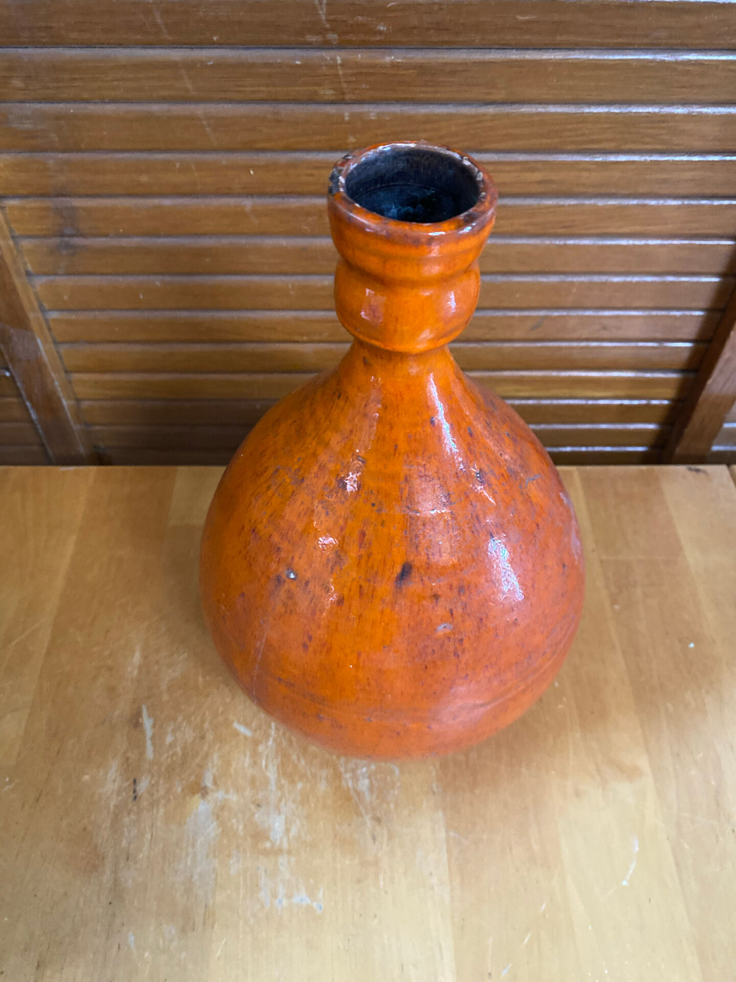 Old lamp base vallauris terracotta orange glazes vintage #e4