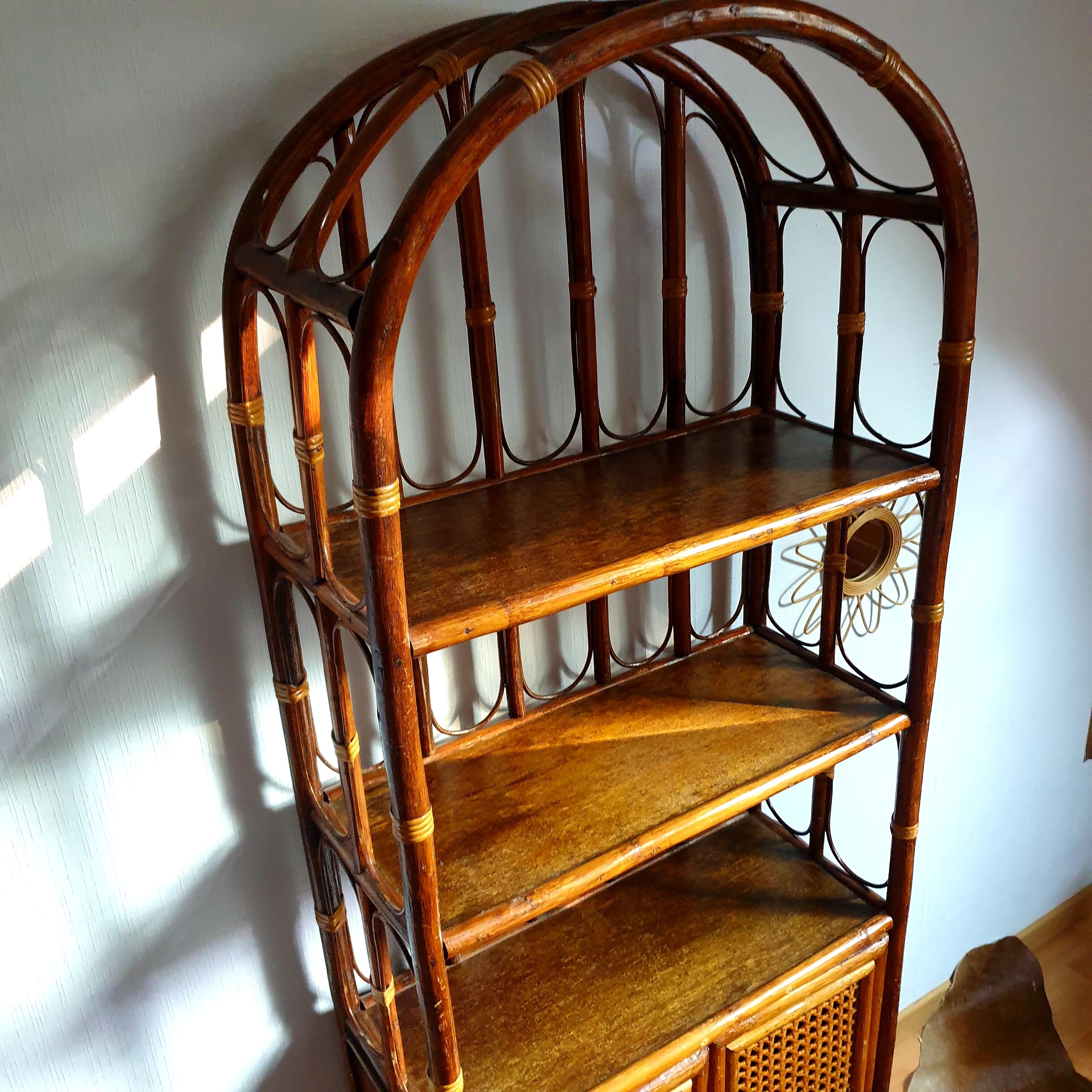 Vintage rattan bookcase