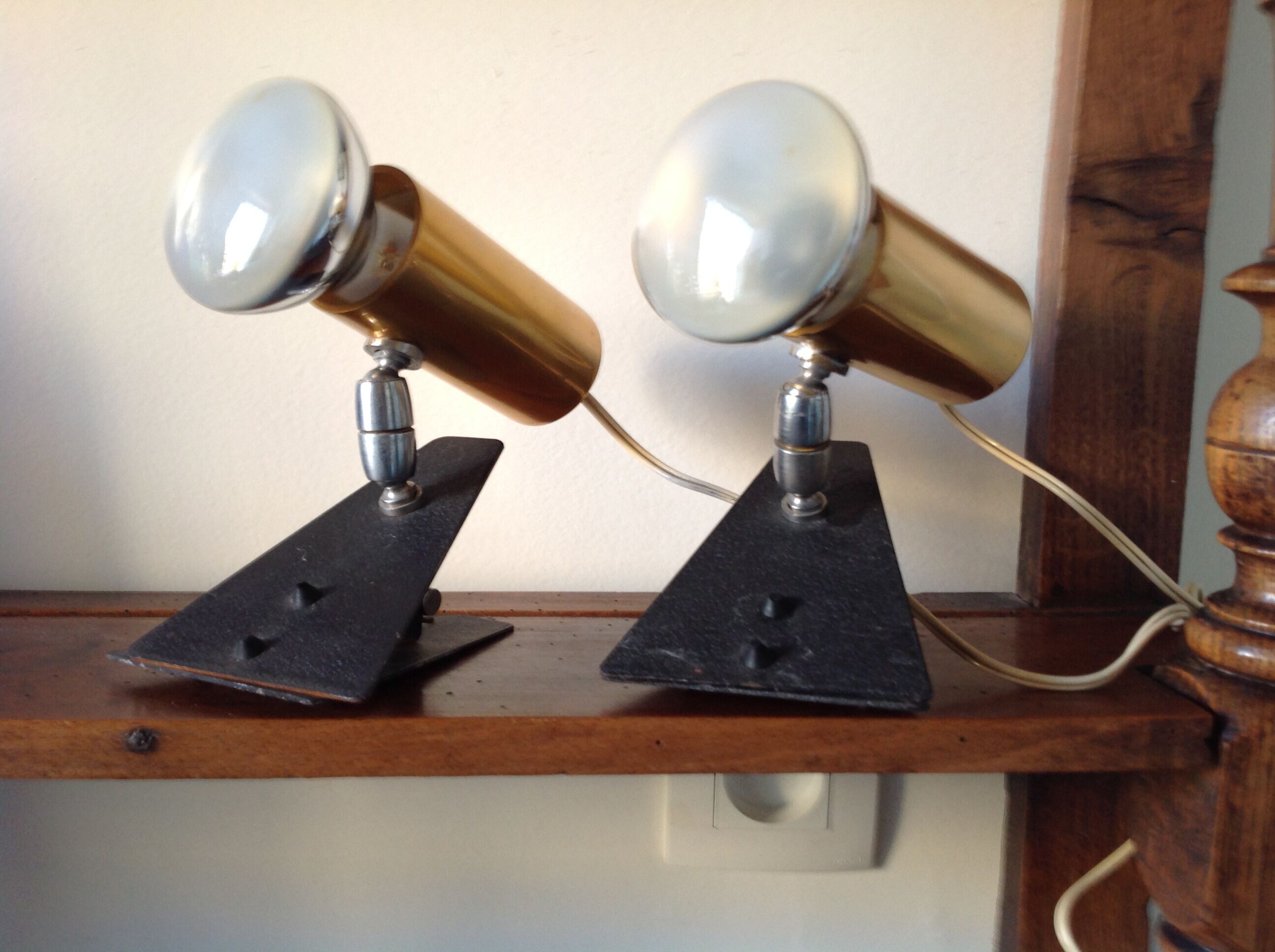 Paire de lampes spots à pince, vintage, années 70