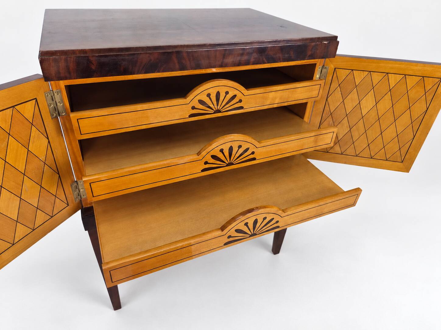 Swedish Grace Cabinet, Flamed Mahogany