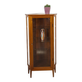 Vitrine d'angle en placage de verre vintage