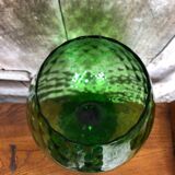 Ancien vase sur pied empoli verre vert vintage