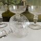 4 coupes à champagne anciennes en cristal gravé entrelacs