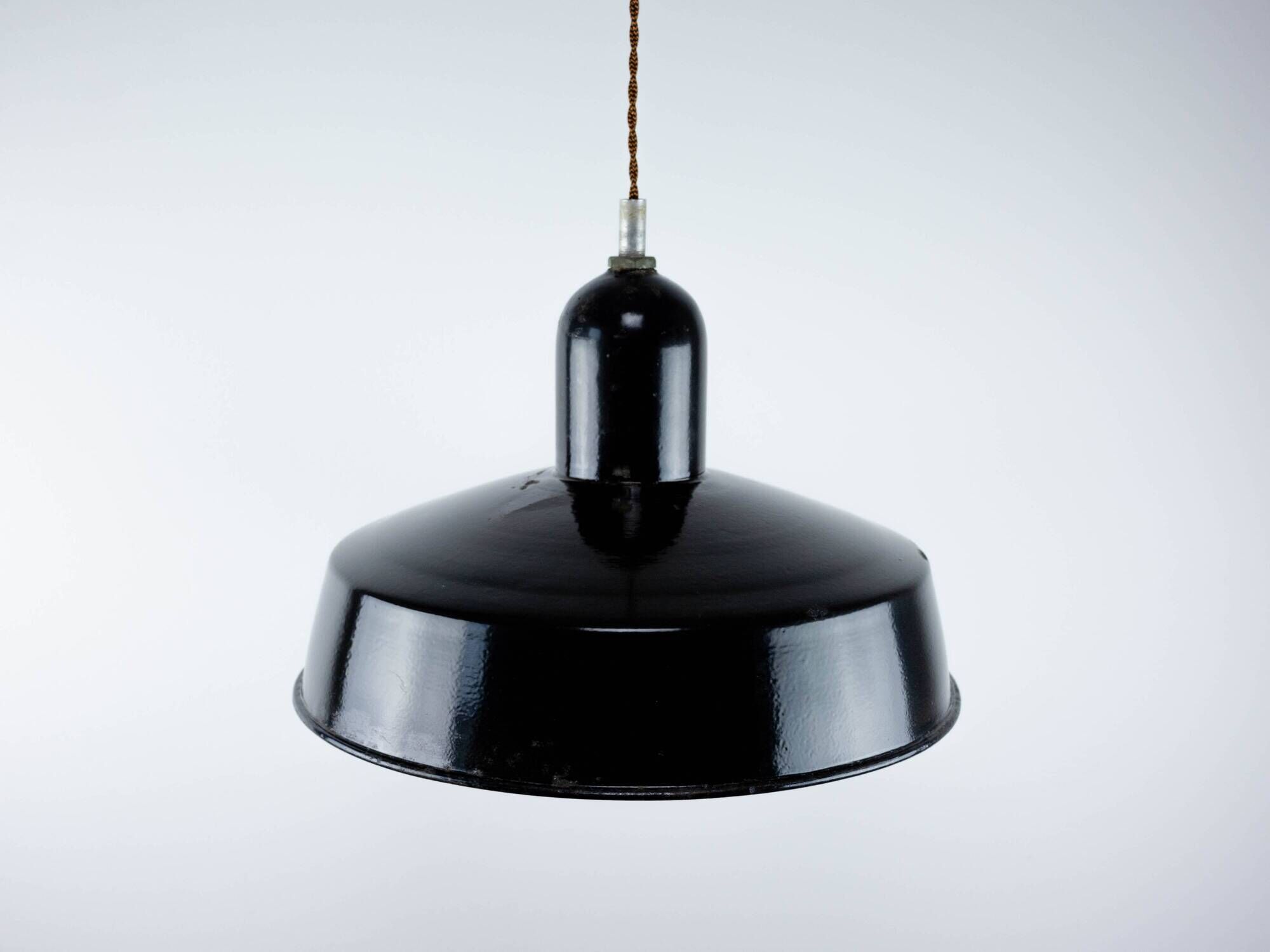 Industrial Black Metal Lamp with Visible Patina