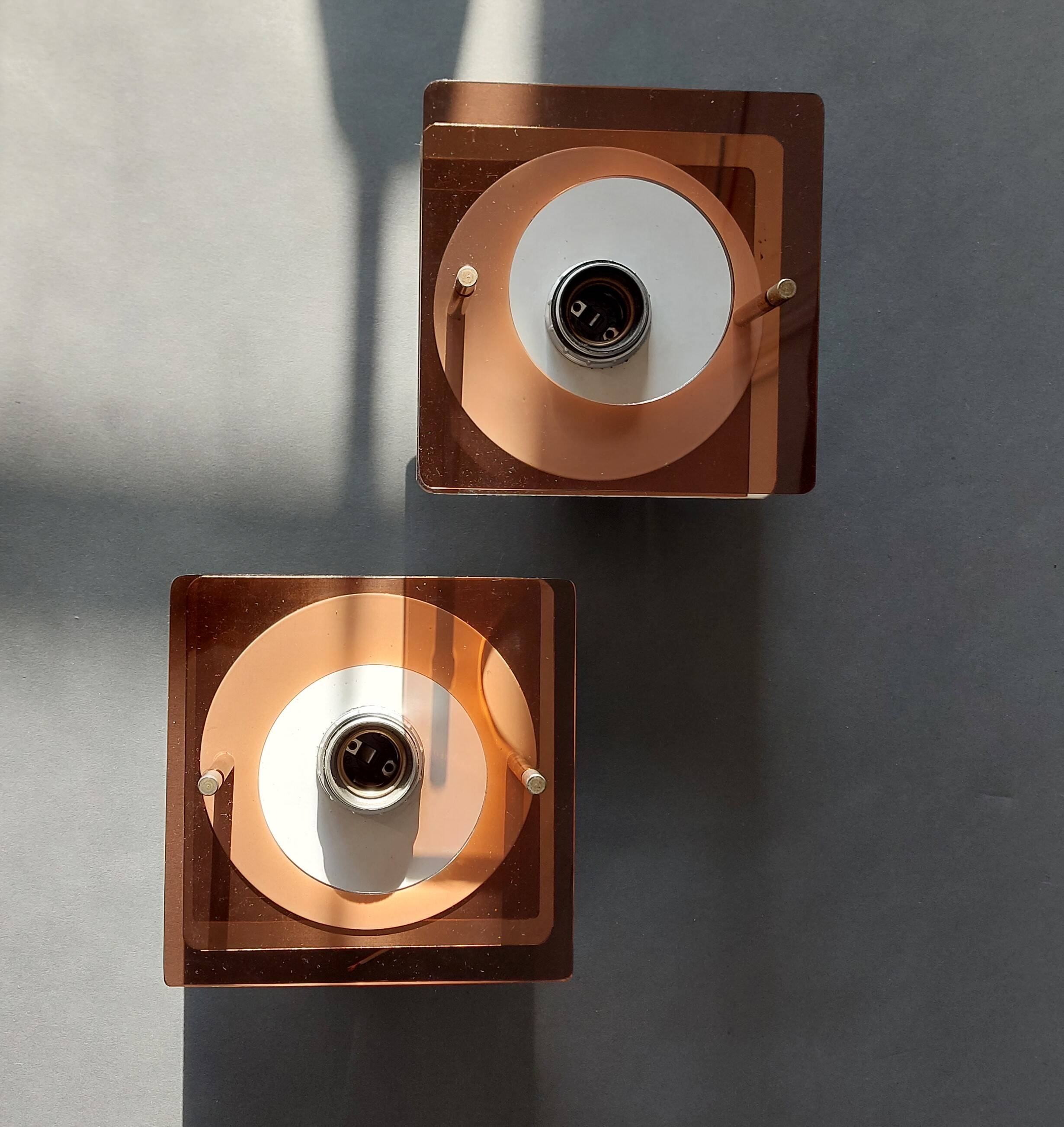 Pair of "Disco" wall lights Jocelyne Trocmé for Oxar 1970, Vintage.