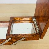 Walnut magnifying glass jewel box and mirrors