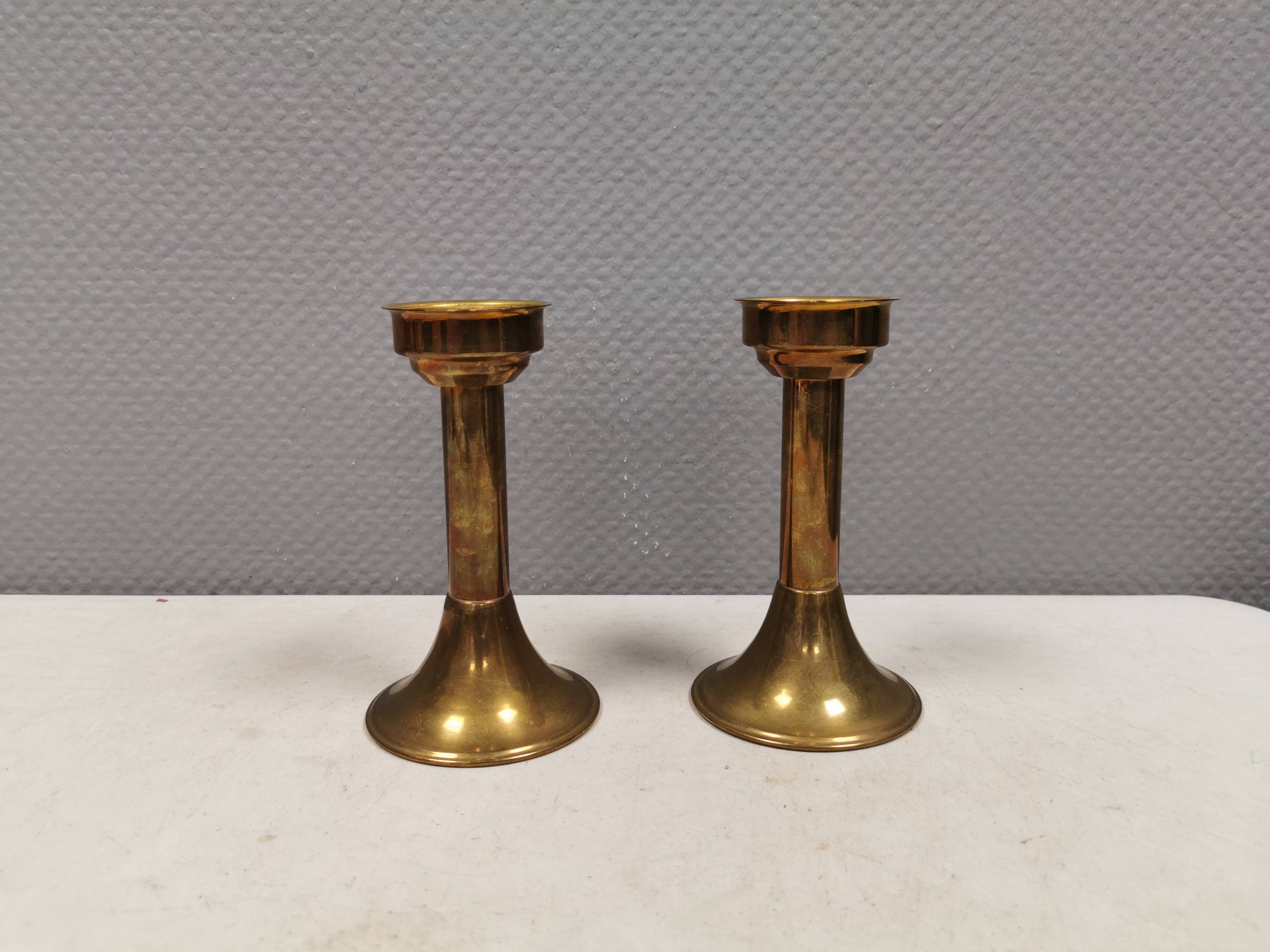 A set of brass candle holders from CAWA Denmark, 1960s.