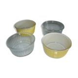 Lot of 4 glass ramekins 2 transparent and 2 yellow