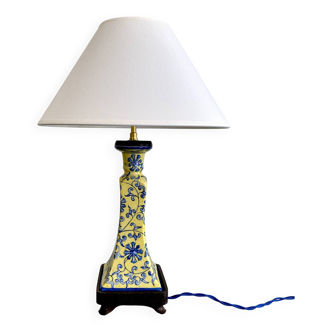 Earthenware lamp, 2 m fabric cable, cotton lampshade