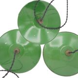 Trio of green suspensions in enamelled sheet metal