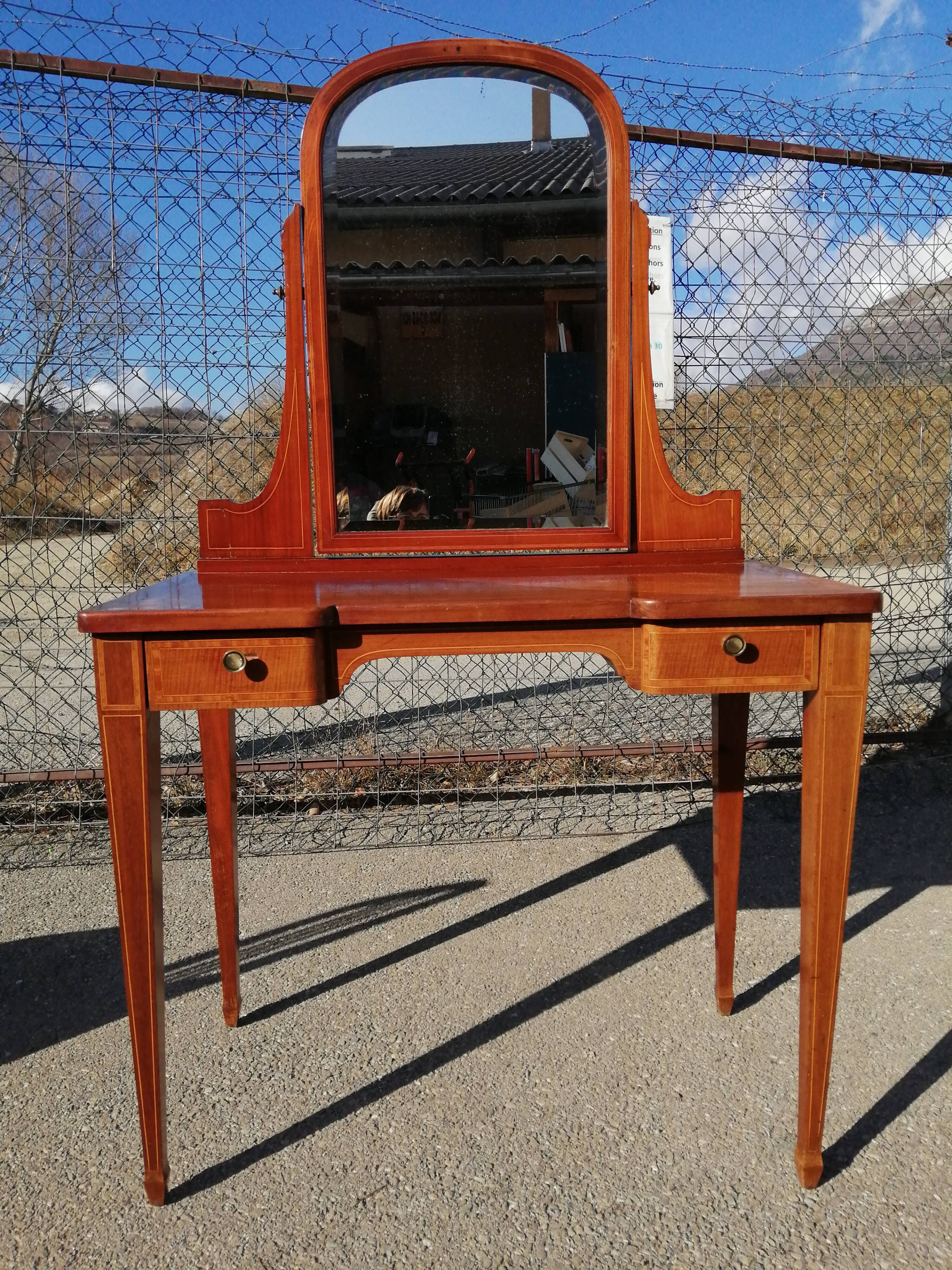 Coiffeuse et chaise en acajou blond Art Déco 1930