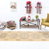 Shabby chic oushak runner rug 333x82cm