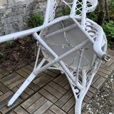 Peacock armchair and chair in white rattan, 1970