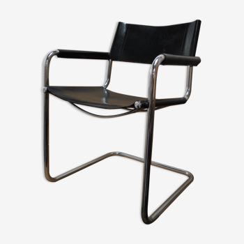 Fauteuil chrome cuir noir