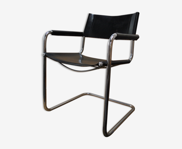 Fauteuil chrome cuir noir