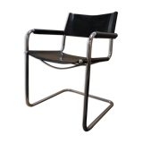 chair design vintage tubes chrome leather black