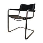 Fauteuil chrome cuir noir