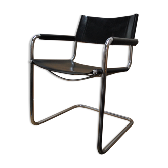 chair design vintage tubes chrome leather black